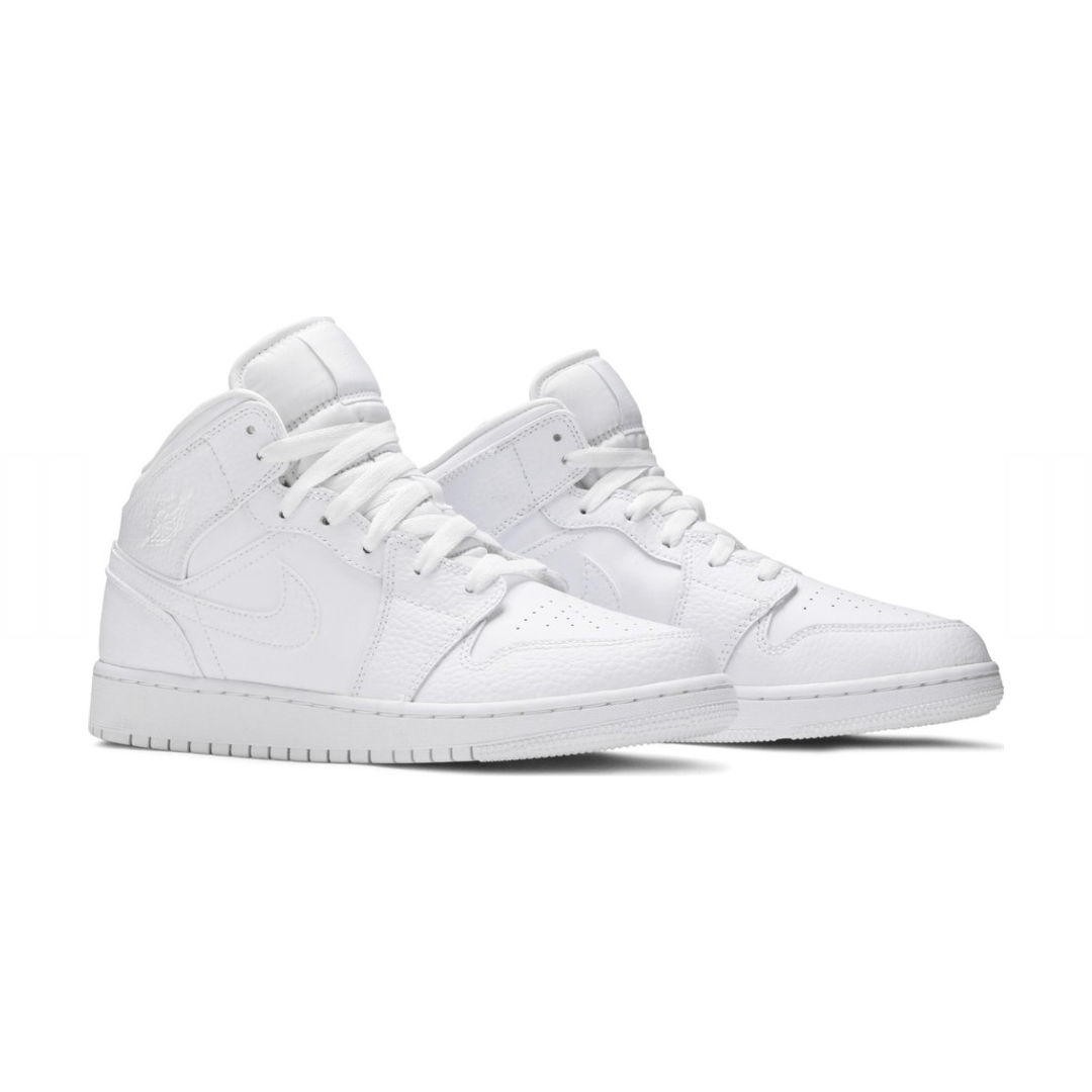 Air Jordan 1 Mid GS Triple White Tumbled Leather 2020 image 3