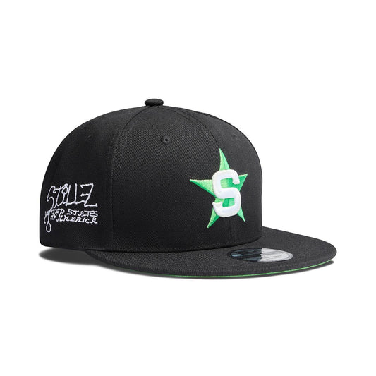 STILLZ "S Star Logo" Fitted Hat — Black/Green · Size 7 1/4