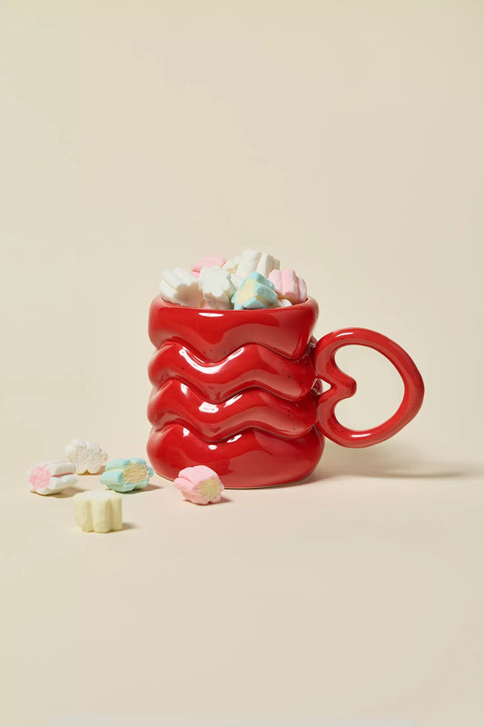 Heart Handle Puffy Ceramic Mug