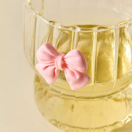 Sculpted Icon Ribbed Juice Glass (Pink Bow)