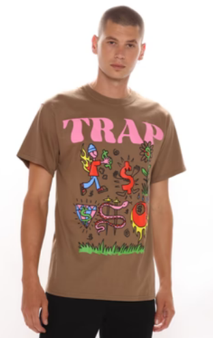 "Trap Squad" Graphic Tee — Brown · Size M