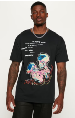"Thermal Love" Anime Graphic Tee — Black · S/M/L