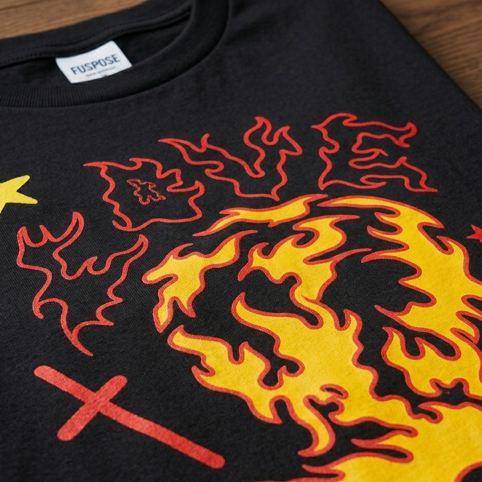"Flamin' Love" Flaming Lion Graphic Tee — Black · M/L