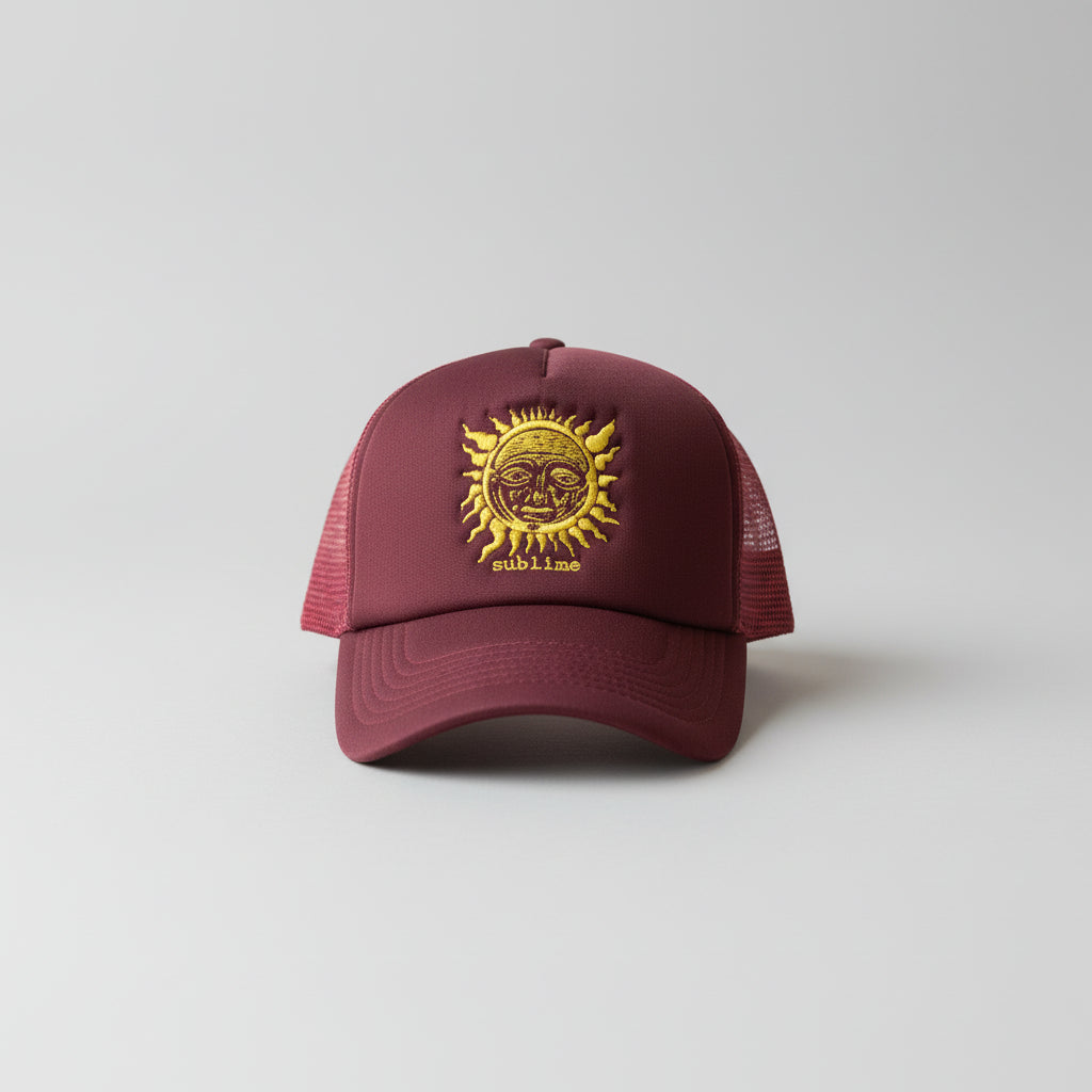 Sublime — Official Snapback Trucker Hat · Sun Logo · Red · One Size