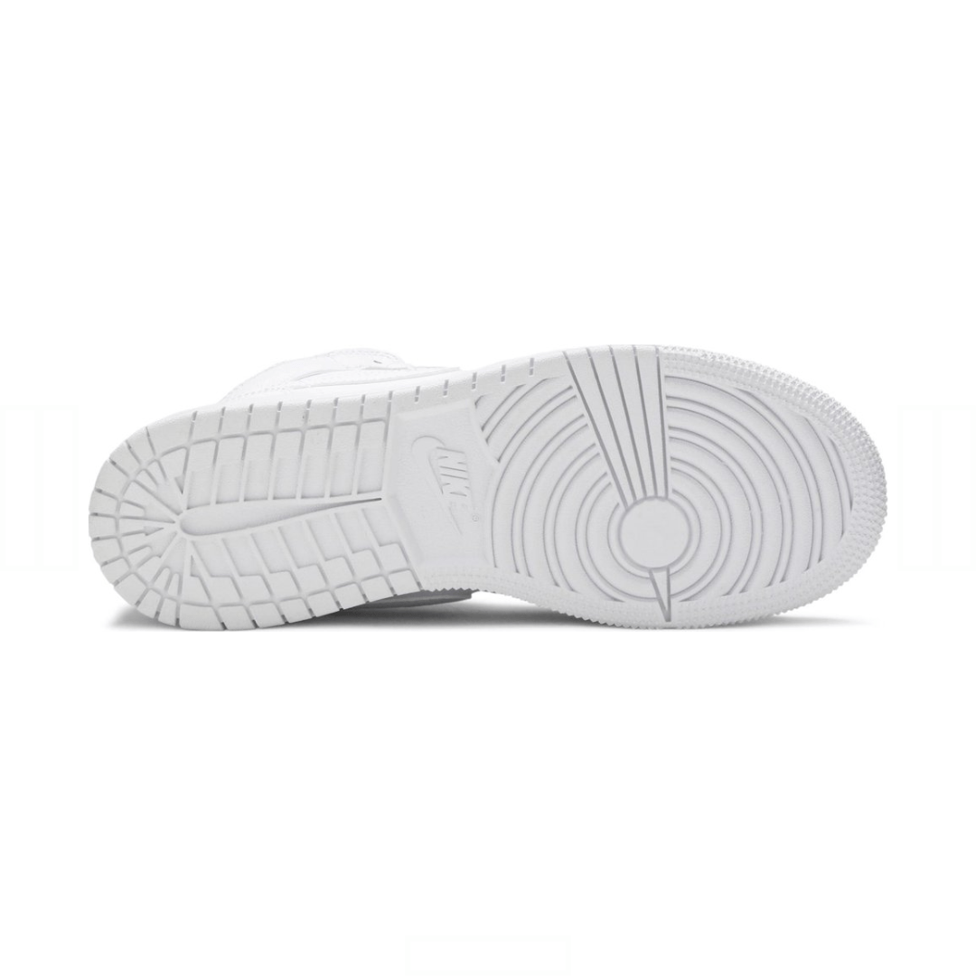 Air Jordan 1 Mid GS Triple White Tumbled Leather 2020 image 2