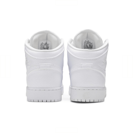 Air Jordan 1 Mid GS Triple White Tumbled Leather 2020 image 1
