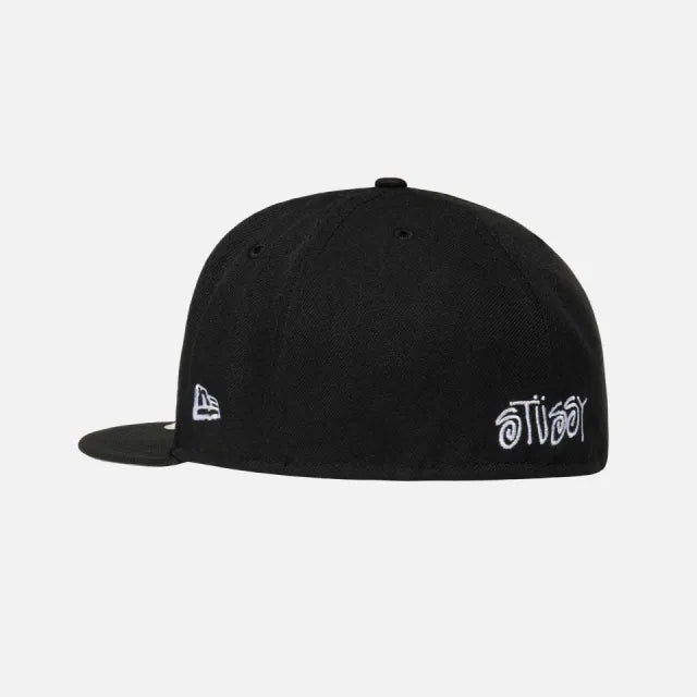 Stüssy x New Era "Wish You Were Here" 59FIFTY Fitted — Black · Size 7 1/8
