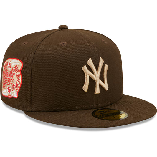 New Era x Yankees "Subway Series" 59FIFTY Fitted — Brown/Red Undervisor · Size 7 3/8