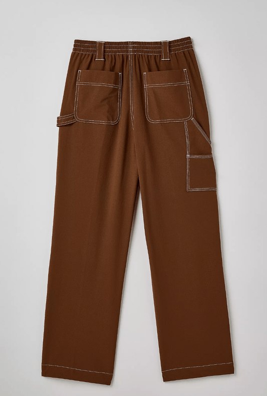 PANTALONES DE CARPINTERO DE NYLON CON AJUSTE DE PATÍN [MARRÓN]