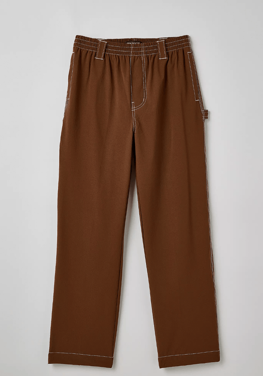PANTALONES DE CARPINTERO DE NYLON CON AJUSTE DE PATÍN [MARRÓN]