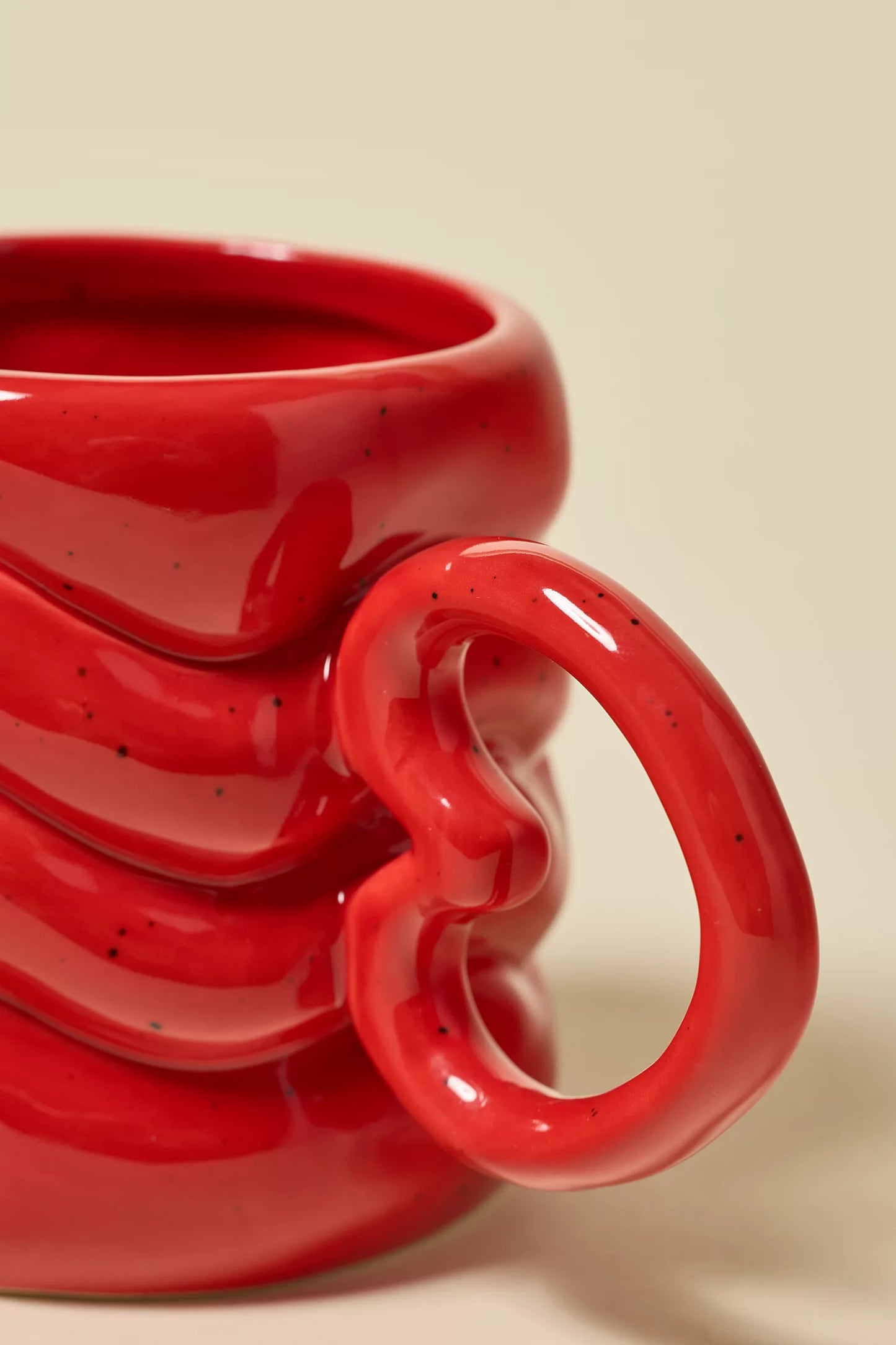 Heart Handle Puffy Ceramic Mug