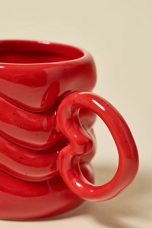 Heart Handle Puffy Ceramic Mug
