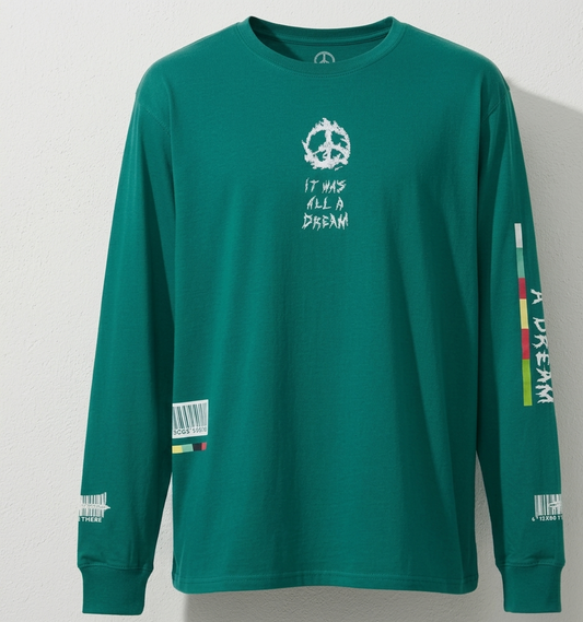 "Free Your Mind" Long Sleeve Tee — Teal/Green · S/M/L