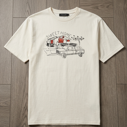 "Sweet Home" Vintage Car Graphic Tee — Sand/Cream · S/M/L