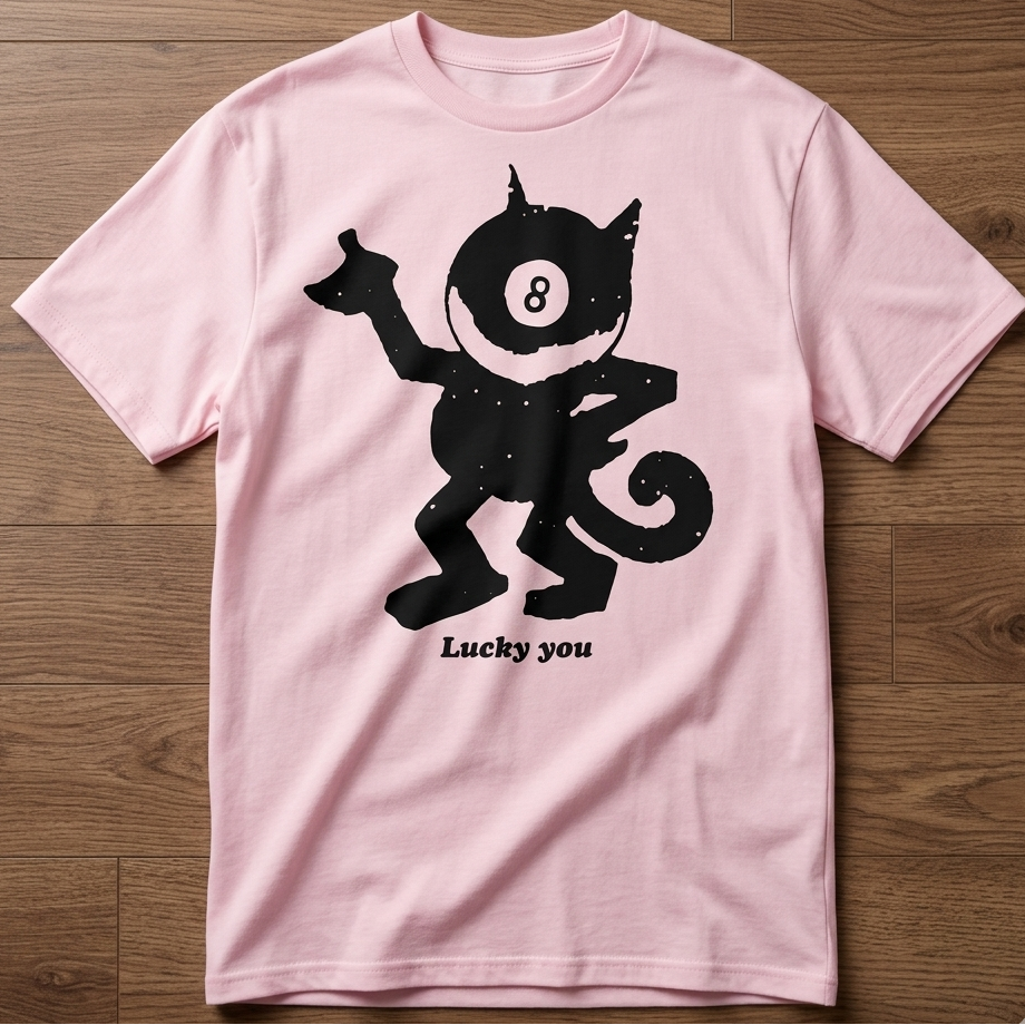"Lucky You" Monster Character Tee — Pink · S/M/L