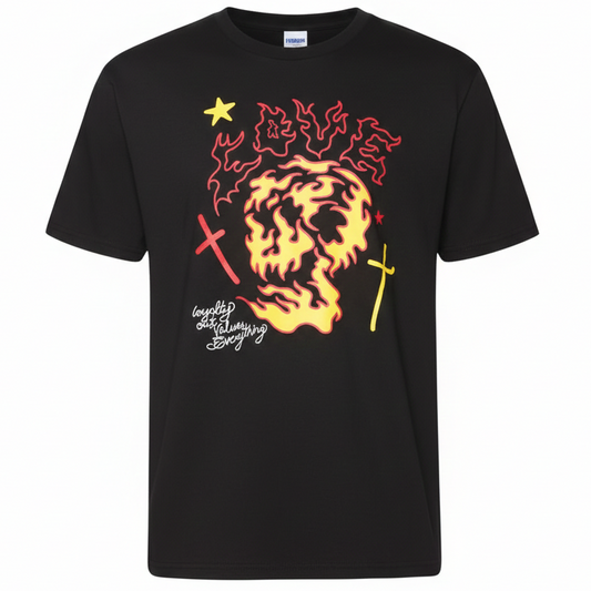 FLAMIN´ LOVE SHORT SLEEVE TEE [BLACK]