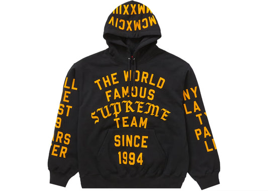 SUPREME TEAM FLOCKED HOODED SWEATSHIRT  X-LARGE