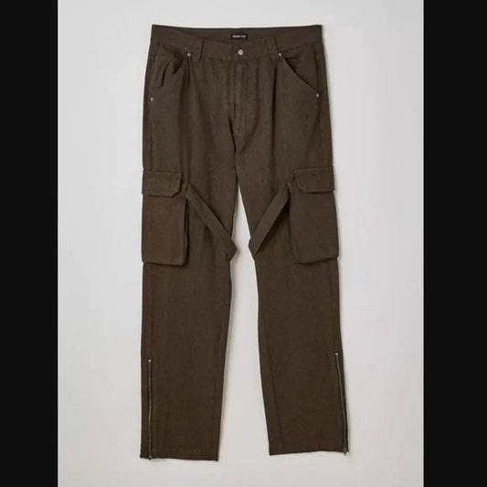 STANDARD CLOTH FLARED CARGO PANTS [BROWN] image 0
