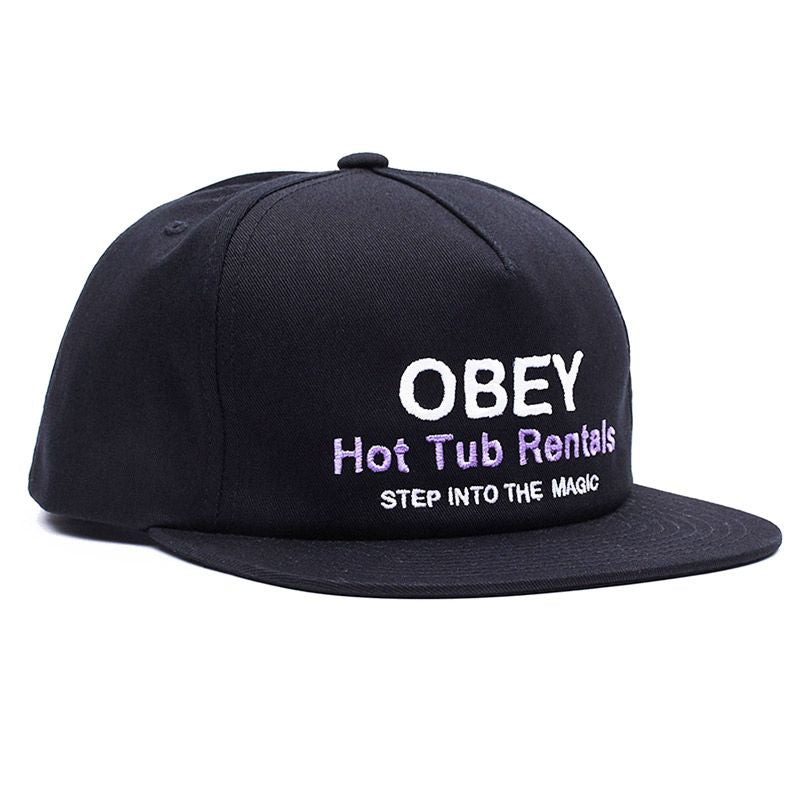 OBEY "Hot Tub Rentals — Step Into The Magic" 5-Panel Snapback — Black · One Size