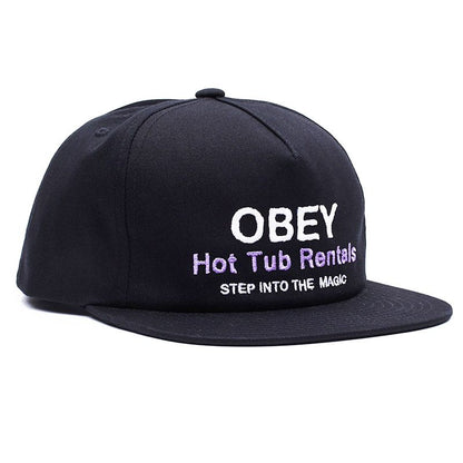OBEY "Hot Tub Rentals — Step Into The Magic" 5-Panel Snapback — Black · One Size