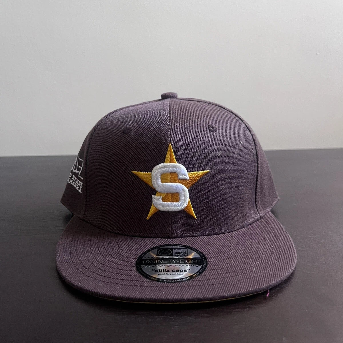 STILLZ × Slumpy Kev "S Star" Fitted Hat — Brown/Gold · Size 7 1/4