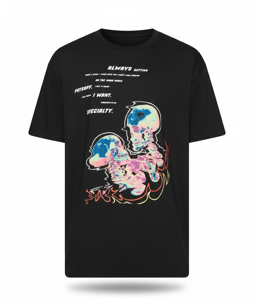 "Thermal Love" Anime Graphic Tee — Black · S/M/L